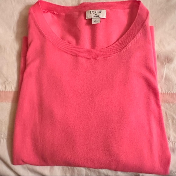 J. Crew Sweaters - J. Crew Bright Pink Teddie Crew Neck Sweater